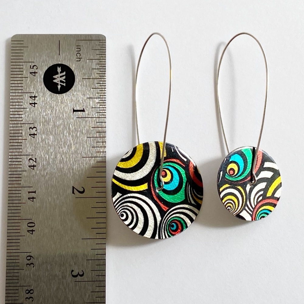 MATCHBOX Sterling Silver Colorful Psychedelic Dangle Spin Earrings - Picture 6 of 7
